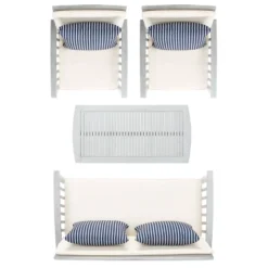 Rocklin 4pc Living Set - Gray/Beige/Navy - Safavieh -Garden & Outdoors GUEST d2f097a1 b948 4bd8 9e87 e790b15f214e