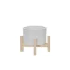 Sagebrook Home With Wood Stand Ceramic Planter Pots White -Garden & Outdoors GUEST d3570722 c7f5 4046 b96c e43018859425