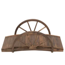 Outsunny 3.3ft Wooden Garden Bridge Arc Footbridge With Half-Wheel Style Railings & Solid Fir Construction, Stained Wood 14 Outsunny 3.3ft Wooden Garden Bridge Arc Footbridge With Half-Wheel Style Railings & Solid Fir Construction, Stained Wood -Garden & Outdoors GUEST d3810bcc b862 413f a593 ea01fc934af3