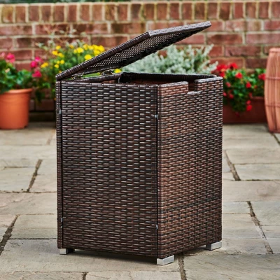 Teamson Home Gas Tank Wicker Cover Table For 20 Lb Propane Tanks, Brown 3 Teamson Home Gas Tank Wicker Cover Table For 20 Lb Propane Tanks, Brown