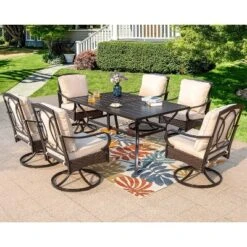 2pk Outdoor Swivel Chairs With Metal Frame, Wicker & Seat & Back Cushions - Captiva Designs -Garden & Outdoors GUEST d743dcda dfac 4f2f 9114 43d50f9cc64b