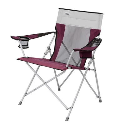 CORE Portable Heavy-Duty Folding Chair With Cooling Mesh Back And Carrying Storage Bag For Outdoor Sporting Events Or Camping Trips, Wine (4 Pack) 3 CORE Portable Heavy-Duty Folding Chair With Cooling Mesh Back And Carrying Storage Bag For Outdoor Sporting Events Or Camping Trips, Wine (4 Pack)