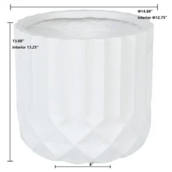 LuxenHome 14.7 In. Round Modern White MgO Planter -Garden & Outdoors GUEST d90ce4f4 79f3 4d11 8648 468166a5b26e