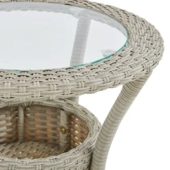 All-Weather Wicker Haven Outdoor Accent Table With Storage Beige - Alaterre Furniture -Garden & Outdoors GUEST d90d84ab 84ab 419b 9de5 83c49fa766d7
