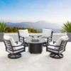 5pc Outdoor Fire Table Set With Hammered 44" Round Fire Table, 4 Deep Seating Swivel Rocking Chairs & Table Fabric Covers - Oakland Living 2 5pc Outdoor Fire Table Set With Hammered 44" Round Fire Table, 4 Deep Seating Swivel Rocking Chairs & Table Fabric Covers - Oakland Living -Garden & Outdoors GUEST da909f82 36d3 46ce 8e0d 775c761262b4