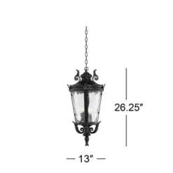 John Timberland Casa Marseille Rustic Outdoor Hanging Light Black Scroll 26 1/4" Clear Water Glass Damp Rated For Post Exterior Barn Deck House Porch -Garden & Outdoors GUEST dbbdd023 067d 4855 870d 27098a7fd334