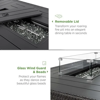 Best Choice Products 52in Wicker Propane Gas Fire Pit Table 50,000 BTU W/ Glass Wind Guard, Tank Holder, Cover 6 Best Choice Products 52in Wicker Propane Gas Fire Pit Table 50,000 BTU W/ Glass Wind Guard, Tank Holder, Cover - Image 4