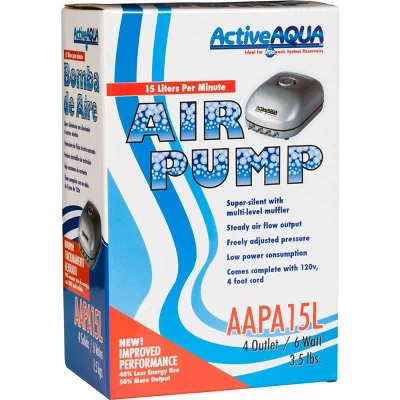 Active Aqua AAPA15L 6 Watt 240 GPH Adjustable Hydroponic Aquarium Air Pump With 4 Outlets, Quiet Multi-Level Muffler, And 4 Foot 120V Cord (2 Pack) 4 Active Aqua AAPA15L 6 Watt 240 GPH Adjustable Hydroponic Aquarium Air Pump With 4 Outlets, Quiet Multi-Level Muffler, And 4 Foot 120V Cord (2 Pack) - Image 2