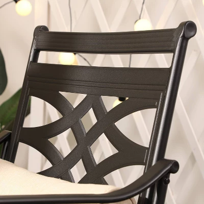 5pc Outdoor Dining Set With Swivel Chairs With Seat & Back Cushions & Square Metal Table With Umbrella Hole - Captiva Designs 12 5pc Outdoor Dining Set With Swivel Chairs With Seat & Back Cushions & Square Metal Table With Umbrella Hole - Captiva Designs - Image 10