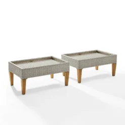 Capella 2pk Outdoor Wicker Ottomans - Gray - Crosley -Garden & Outdoors GUEST df18fc32 c3bb 4a15 9eca 724a9a42305f