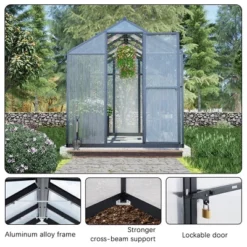 Aoodor Walk-In Greenhouse Polycarbonate Panel Hobby Greenhouses With Aluminum Frame Heavy Duty 12 Aoodor Walk-In Greenhouse Polycarbonate Panel Hobby Greenhouses With Aluminum Frame Heavy Duty -Garden & Outdoors GUEST df5acc6c 2bae 4af7 a99f eb7baa83846e