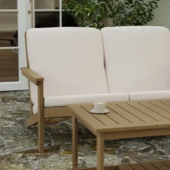 Merrick Lane All-Weather Poly Resin Wood Adirondack Style Deep Seat Patio Loveseat With Cushions -Garden & Outdoors GUEST e057ef8c 4a3d 4690 a096 948184c56392