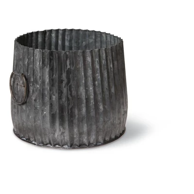 Gardener's Supply Company Galvanized Ribbed Barrel Planter, 10" 3 Gardener's Supply Company Galvanized Ribbed Barrel Planter, 10"