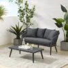 Dover 2pc Outdoor Rope Conversation Set With Loveseat & Coffee Table - Charcoal/Matte Black - Crosley -Garden & Outdoors GUEST e0effa23 a2e5 49d6 a896 b121a27c659a
