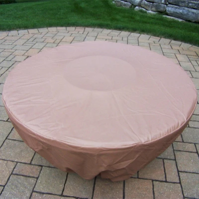 Round Polyester Fabric Cover For Dining Or Fire Pit Table - Oakland Living 3 Round Polyester Fabric Cover For Dining Or Fire Pit Table - Oakland Living