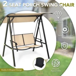 Costway Outdoor 2-Seat Swing Loveseat Canopy Hanging Swing -Garden & Outdoors GUEST e1ed93e4 d33b 4115 ae08 ef14b2b64041