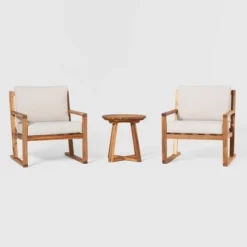 Saracina Home 3pc Modern Slat-Back Acacia Outdoor Conversation Set With Cushions 13 Saracina Home 3pc Modern Slat-Back Acacia Outdoor Conversation Set With Cushions -Garden & Outdoors GUEST e228f191 c7e4 49f0 8884 eecb92073a20