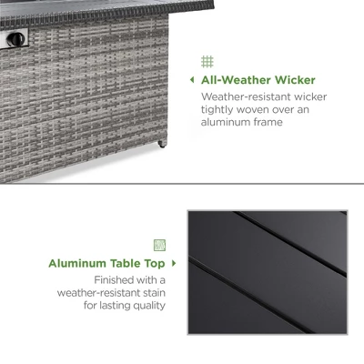 Best Choice Products 52in Wicker Propane Gas Fire Pit Table 50,000 BTU W/ Glass Wind Guard, Tank Holder, Cover 4 Best Choice Products 52in Wicker Propane Gas Fire Pit Table 50,000 BTU W/ Glass Wind Guard, Tank Holder, Cover - Image 2