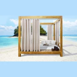 Commonwealth Seascapes Stripes Light Filtering Satiny Look Provide Privacy Grommet Outdoor Panel Pair Linen -Garden & Outdoors GUEST e2ec9af7 21da 4c59 aad8 1673bbaae650