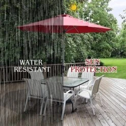 Costway 9' Patio Market Umbrella Outdoor Table Aluminum Crank W/8 Rib -Garden & Outdoors GUEST e341fcdc 63d2 4441 9205 baf83b3c7621
