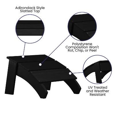 Emma And Oliver Indoor/Outdoor Poly Resin Adirondack Style Ottoman 3 Emma And Oliver Indoor/Outdoor Poly Resin Adirondack Style Ottoman