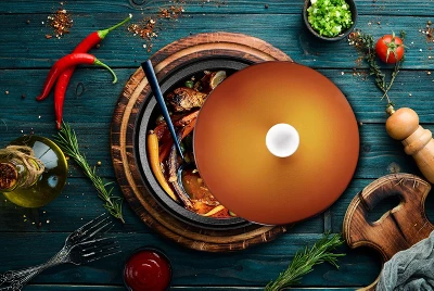 Bruntmor 4 Quart All Clad Tagin Cooking Pot - Dish With Orange Colour Diffuser 3 Bruntmor 4 Quart All Clad Tagin Cooking Pot - Dish With Orange Colour Diffuser