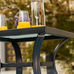 3pc Bistro Steel Patio Dining Set With Arm Chairs - Gray - Lokatse -Garden & Outdoors GUEST e4579fab 782a 47ef b425 9b5d9faecdb6