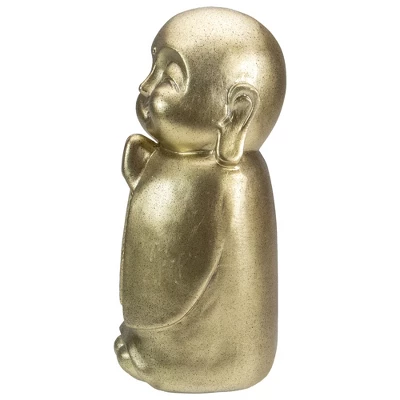 Northlight 11.5" Golden Buddhist Monk Outdoor Garden Statue 4 Northlight 11.5" Golden Buddhist Monk Outdoor Garden Statue - Image 2