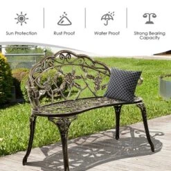 Costway Outdoor Garden Bench Chair Loveseat Cast Aluminum Patio Antique Rose 13 Costway Outdoor Garden Bench Chair Loveseat Cast Aluminum Patio Antique Rose -Garden & Outdoors GUEST e65d12c3 4d20 4fc9 a6bf dcb4f30dc963