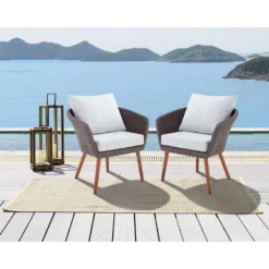 2pk All-Weather Wicker Athens Outdoor Chairs With Cushions Brown - Alaterre Furniture -Garden & Outdoors GUEST e71011a0 78ff 4d0d 8e8a 76e5551b0c32