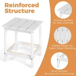 Costway 2PCS Patio Adirondack Chair Side Table Set Solid Wood Garden Deck White -Garden & Outdoors GUEST e8415e0c 20df 499c a062 a1760c8f82bf