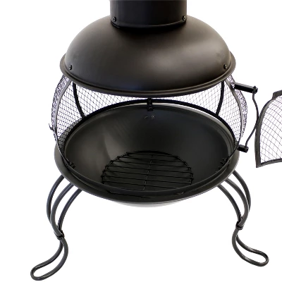 Sunnydaze Decor Sunnydaze Outdoor Backyard Patio Steel Wood-Burning Fire Pit Chiminea With Rain Cap And Mesh Sides - 66" - Black 4 Sunnydaze Decor Sunnydaze Outdoor Backyard Patio Steel Wood-Burning Fire Pit Chiminea With Rain Cap And Mesh Sides - 66" - Black - Image 2