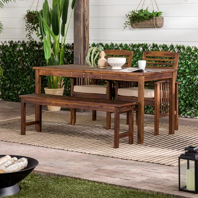 Ravenscroft 4pc Acacia Wood Patio Dining Set - Saracina Home 3 Ravenscroft 4pc Acacia Wood Patio Dining Set - Saracina Home