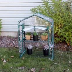 Sunnydaze Decor Sunnydaze Outdoor Portable Growing Rack 2-Tier Greenhouse With PVC Roll-Up Door - 2 Shelves - Clear -Garden & Outdoors GUEST ec7d08f2 339f 42df 9261 1fa305d2196e