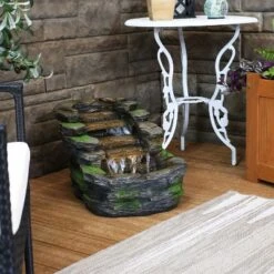 Sunnydaze Decor Sunnydaze 14"H Electric Polyresin Shale Falls Outdoor Water Fountain With LED Lights 24 Sunnydaze Decor Sunnydaze 14"H Electric Polyresin Shale Falls Outdoor Water Fountain With LED Lights -Garden & Outdoors GUEST ecf632b4 d3e7 433f 9007 bf162260147a