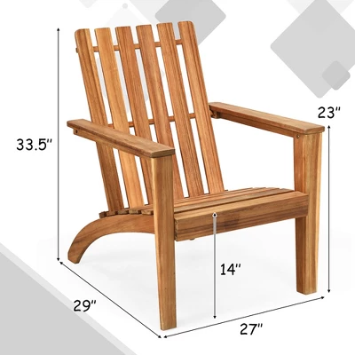 Costway 2PCS Patio Acacia Wood Adirondack Chair Lounge Armchair Durable Outdoor Garden 4 Costway 2PCS Patio Acacia Wood Adirondack Chair Lounge Armchair Durable Outdoor Garden - Image 2