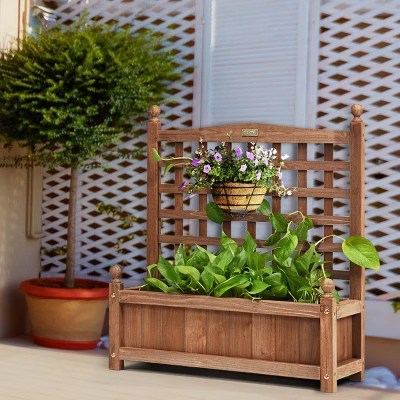 Costway Solid Wood Planter Box With Trellis Weather-Resistant Outdoor 25''x11''x30'' 4 Costway Solid Wood Planter Box With Trellis Weather-Resistant Outdoor 25''x11''x30'' - Image 2