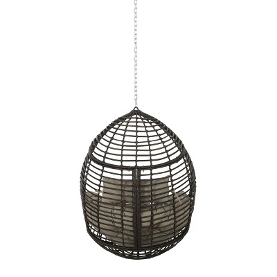 Morris Indoor/Outdoor Wicker Hanging Chair With 8' Chain - Christopher Knight Home 6 Morris Indoor/Outdoor Wicker Hanging Chair With 8' Chain - Christopher Knight Home - Image 4