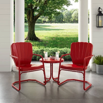 Ridgeland 3pc Outdoor Seating Set - Red - Crosley 4 Ridgeland 3pc Outdoor Seating Set - Red - Crosley - Image 2