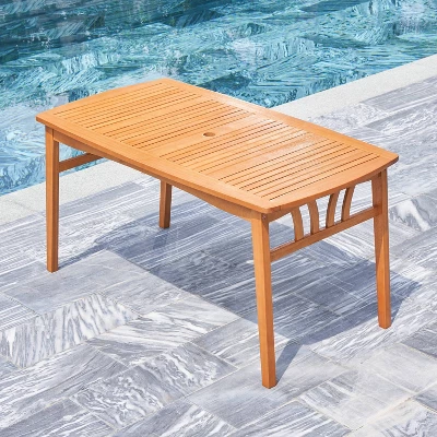 Kapalua 3pc Honey Nautical Wooden Patio Dining Set With 2 Benches - Vifah 6 Kapalua 3pc Honey Nautical Wooden Patio Dining Set With 2 Benches - Vifah - Image 4