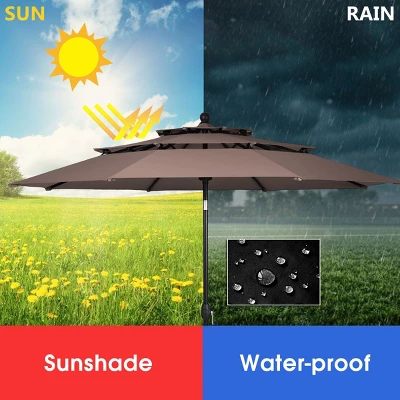 Tangkula Outdoor Auto-tilt Patio Market Umbrella W/ Double Vented 10 Tangkula Outdoor Auto-tilt Patio Market Umbrella W/ Double Vented - Image 8