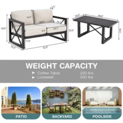 Costway 2PCS Patio Loveseat Coffee Table Set 6'' Thick Cushion Garden Beige -Garden & Outdoors GUEST f3936b00 bb34 4331 9a81 8e4c3432d3d7