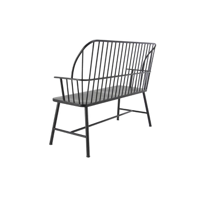 Traditional Outdoor Patio Bench - Black - Olivia & May 4 Traditional Outdoor Patio Bench - Black - Olivia & May - Image 2