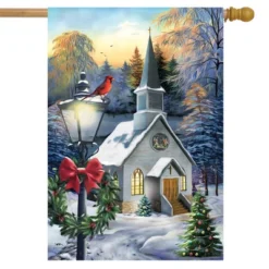 Briarwood Lane Come All Ye Faithful Winter House Flag Church Card