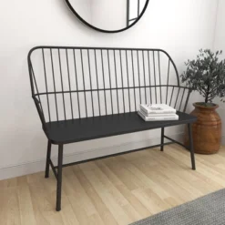 Traditional Outdoor Patio Bench - Black - Olivia & May 25 Traditional Outdoor Patio Bench - Black - Olivia & May -Garden & Outdoors GUEST f8615af7 f5ba 4517 9877 5e5711938597