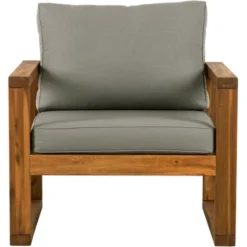 Galia 2pc Square Leg Acacia Wood Chair And Ottoman With Cushions - Brown - Saracina Home -Garden & Outdoors GUEST f862c995 9ccc 4778 bd23 a9d1f46b9f67