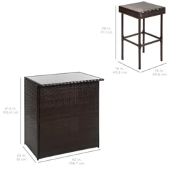 Best Choice Products 3-Piece All-Weather Wicker Bar Table Set For Patio, Backyard W/ 2 Stools, Glass Tabletop - Brown 13 Best Choice Products 3-Piece All-Weather Wicker Bar Table Set For Patio, Backyard W/ 2 Stools, Glass Tabletop - Brown -Garden & Outdoors GUEST f86604ee 8e45 4904 a26c e731bb3797f6