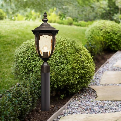 John Timberland Outdoor Post Light Fixture LED Veranda Bronze 33" Clear Hammered Glass For Exterior House Porch Patio Garden Yard 3 John Timberland Outdoor Post Light Fixture LED Veranda Bronze 33" Clear Hammered Glass For Exterior House Porch Patio Garden Yard
