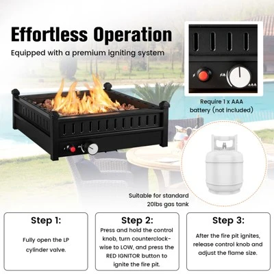 Costway Portable Tabletop Fire Bowl 40,000 BTU Propane Firepit Fit Umbrella Holes Table 8 Costway Portable Tabletop Fire Bowl 40,000 BTU Propane Firepit Fit Umbrella Holes Table - Image 6