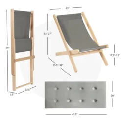 Tangkula Foldable Wood Beach Sling Chair With 3 Adjustable Positions Indoor Living Room Chaise Lounge Grey -Garden & Outdoors GUEST f8ea9155 df1f 4adf a434 322b1b44ca87